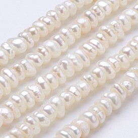 Natural Cultured Freshwater Pearl Beads Strands, Flat Round