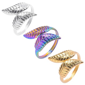 Double leaf colorful gold steel titanium oil pressure ring opening adjustable ring tail ring