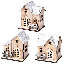 Wood House Display Decoration, Christmas Ornaments, for Party Gift Home Decoration