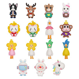 15шт 15 стили непрозрачная смола большие подвески, прелести животных, бульдог и утка и медведь, разнообразные