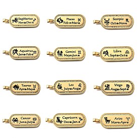 Овальные с 12 созвездием 304 подвесками из нержавеющей стали со стразами, с эмалью, ионное покрытие (ip), реальный 18 k позолоченный