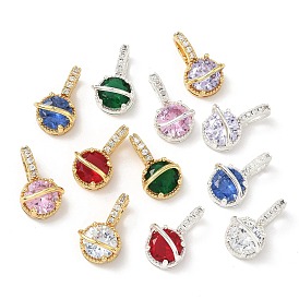 Латунные микро проложить кубического циркония подвески, круглые подвески, настоящее 18k позолота/серебро