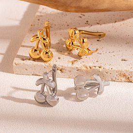 Стильные 304 серьги-кольца из нержавеющей стали с вишнями