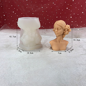 Goddess Girl DIY Candle Food Grade 3D Bust Portrait Silicone Molds, Half-body Sculpture Resin Casting Molds, For UV Resin, Epoxy Resin Jewelry Making