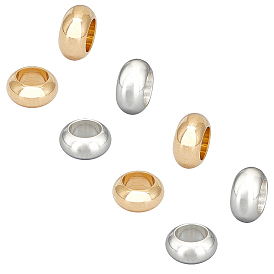 2 Colors 20Pcs 304 Stainless Steel Beads, Rondelle, Large Hole Beads