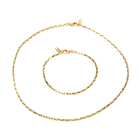 304 conjunto de collares y pulseras de cadena veneciana de acero inoxidable, con pestañas de cadena, anillos de salto y cierres de pinza de langosta