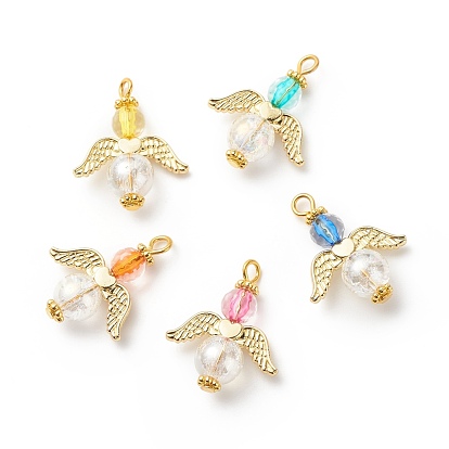 Transparent Acrylic & Alloy & Synthetic Crackle Quartz Pendants, Angel