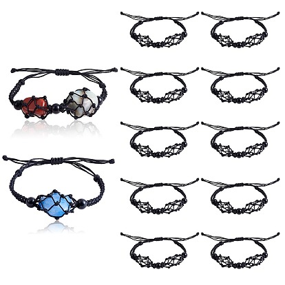 Adjustable Braided Nylon Cord Macrame Pouch Bracelet Making, with Glass Beads