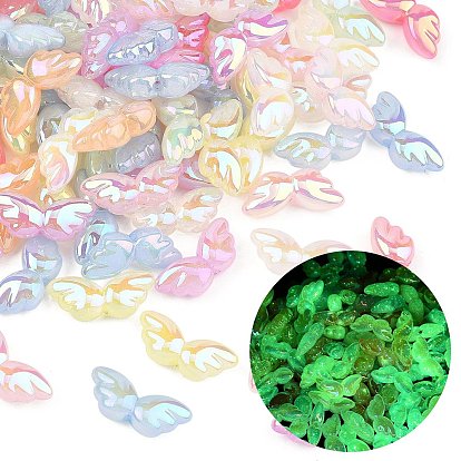 Светящееся УФ-покрытие непрозрачных акриловых бусин, радужный, крылья, светится в темноте, два тона