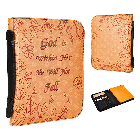 Portable PU Leather Book Case, for Collecting Book, Rectangle, Religion Theme