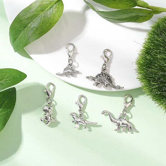 Подвесные украшения в виде динозавров из сплава в тибетском стиле, с цинковым сплавом застежками омаров коготь