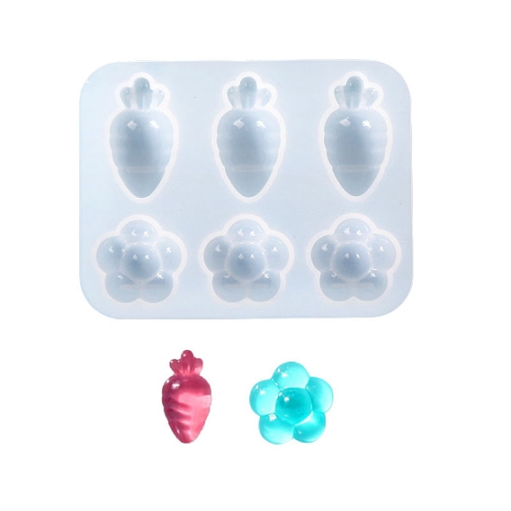 DIY Radish & Flower Ornament Silicone Molds, Resin Casting Molds, for UV Resin & Epoxy Resin Craft Making