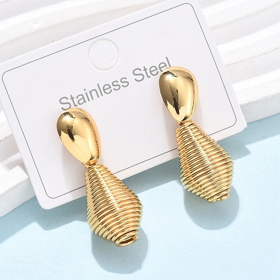 Серьги-гвоздики в форме капли 304 из нержавеющей стали, ионное покрытие (ip)