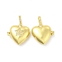 Brass Micro Pave Clear Cubic Zirconia Locket Pendants, Heart with Star Charms