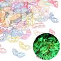 Светящееся УФ-покрытие непрозрачных акриловых бусин, радужный, крылья, светится в темноте, два тона