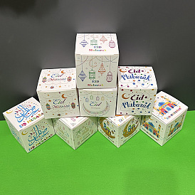 Boîte à bonbons carrée en carton ramadan, coffret cadeau de bonbons