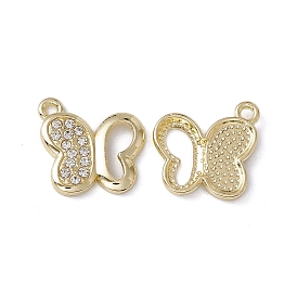 Rack Plating Alloy Pendants, with Crystal Rhinestone, Butterfly