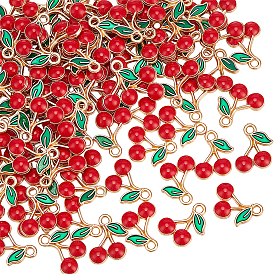 150Шармы из сплава эмали, вишневое очарование, золотые