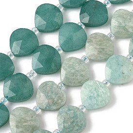 Природных амазонит бисер нитей, слеза, граненые, с бисером