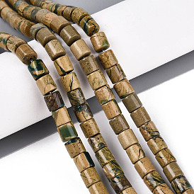 Нити бусин из натурального камня вердит, колонка
