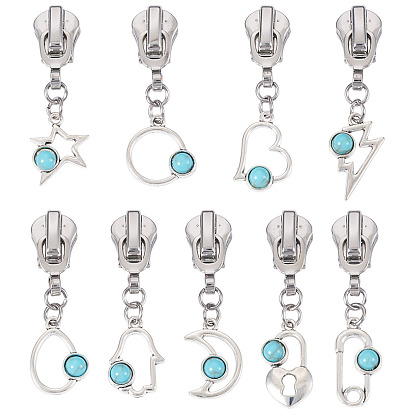 18 шт 9 стили сплав смола замена ползунки молнии, для багажа чемодан рюкзак куртка сумки пальто