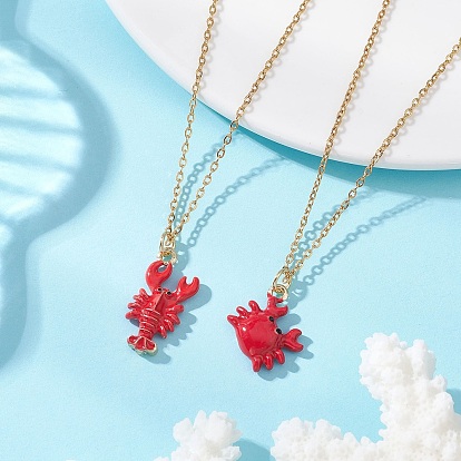 2 шт. 2 стили: подвеска из сплава с эмалью в виде красного морского краба и омара 304 цепочки из нержавеющей стали
