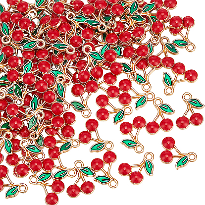 150Шармы из сплава эмали, вишневое очарование, золотые