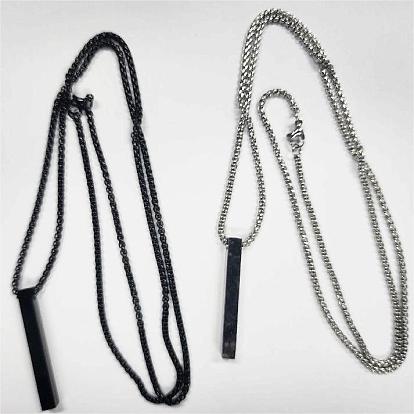 2шт 2 цвет минималистский прямоугольный кулон из нержавеющей стали набор ожерелий, пара ожерелья