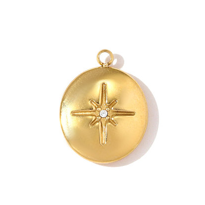 304 подвески из нержавеющей стали, овал со звездочками, со стразами, ионное покрытие (ip), зеркальная полировка