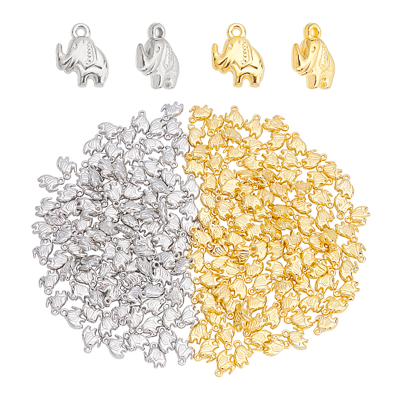 200Pcs 2 Colors CCB Plastic Pendants, Elephant Shape