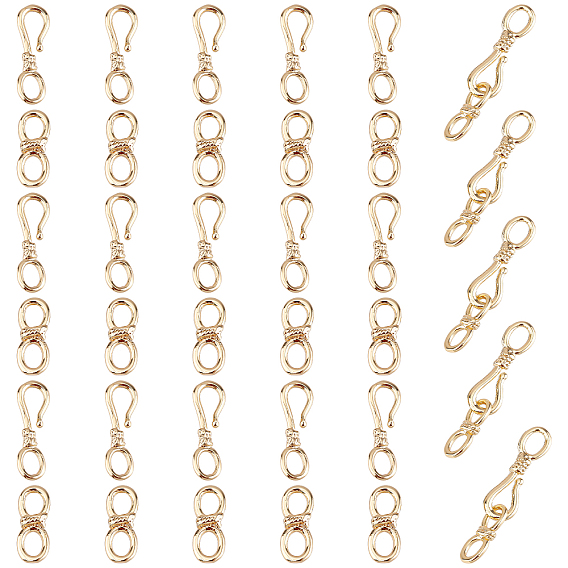 20 Sets Brass Hook and S-Hook Clasps, Nickel Free