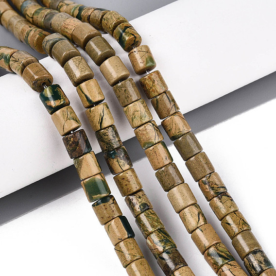 Нити бусин из натурального камня вердит, колонка