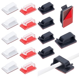 Gorgecraft 90 pcs 3 clips de câble améliorés en plastique de couleur, avec auto-adhésif, organisateur de porte-fils gestion des cordons pour voiture, bureau et maison, rectangle