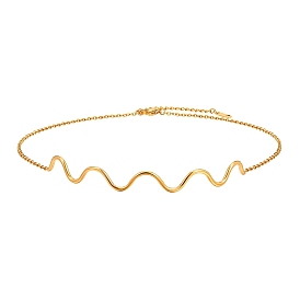 Stainless Steel Wavy Line Choker Necklaces