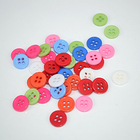 4-Hole Flat Sewing Buttons, Resin Button, 11mm, Hole: 1.5mm, about 1000pcs/bag