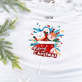 Рождественские украшения для бумажных тортов, принадлежности для украшения торта, медведь, северный олень и пингвин со словом счастливого рождества