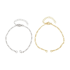 Fabrication de bracelet en chaîne figaro en laiton, avec fermoir pince de homard, sans cadmium et sans plomb, crémaillère plaquage