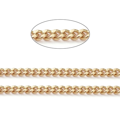 Brass Curb Chains, Twisted Chains, Diamond Cut Chains, Soldered, Faceted, Long-Lasting Plated, with Spool