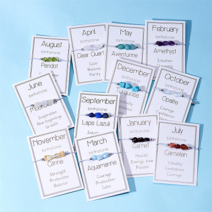 Браслеты из плетеных бусин из натуральных и синтетических драгоценных камней для мужчин и женщин, с подарочной картой, для подарка на день рождения