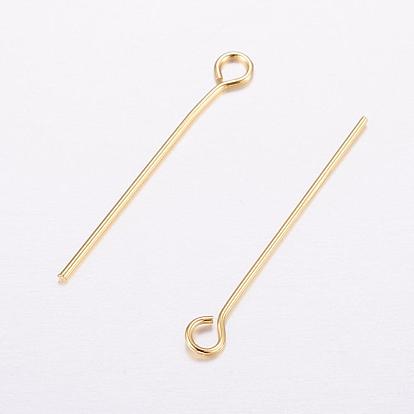 Brass Eye Pin, Long-Lasting Plated, Real 18K Gold Plated, Cadmium Free & Nickel Free & Lead Free