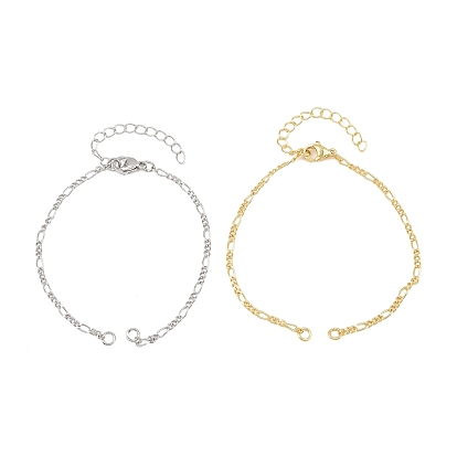 Fabrication de bracelet en chaîne figaro en laiton, avec fermoir pince de homard, sans cadmium et sans plomb, crémaillère plaquage