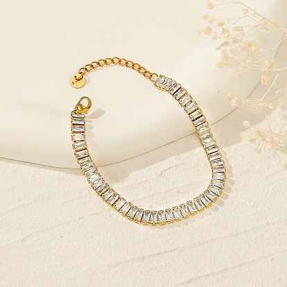 Stunning Square Zirconia Bracelet for Women - Fashionable, Elegant and Versatile Jewelry Piece with 49 Full-Cut Diamonds.