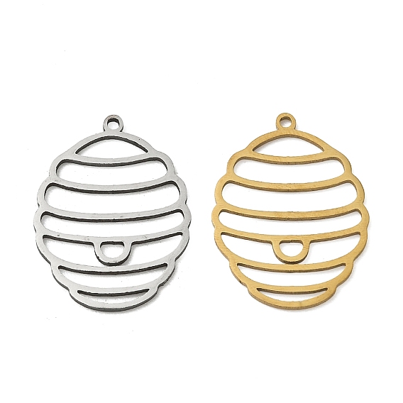 201 Stainless Steel Pendants, Honeycomb Charms, Cut-Out