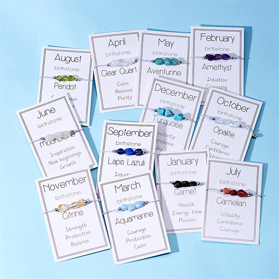 Браслеты из плетеных бусин из натуральных и синтетических драгоценных камней для мужчин и женщин, с подарочной картой, для подарка на день рождения