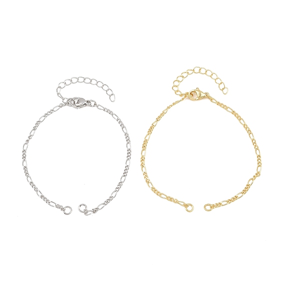 Fabrication de bracelet en chaîne figaro en laiton, avec fermoir pince de homard, sans cadmium et sans plomb, crémaillère plaquage