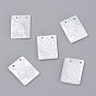 Natural White Shell Mother of Pearl Shell Pendants, Rectangle with Angel