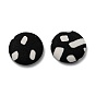 Cabochons aus Baumwollstoff, mit Aluminium, Halbrund, black & white