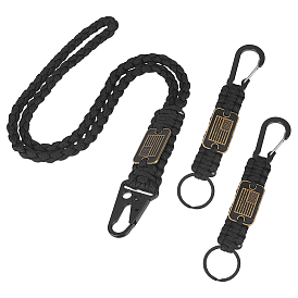 2 piezas de cuerda de poliéster para escalada en roca, con anillas de aleación divididas para llaveros y cordón trenzado de poliéster de 1pc, Rectángulo