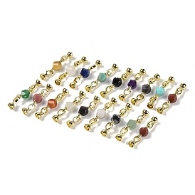 Gemstone with Brass Fold Over Clasps, Real 18K Gold Plated, Long-Lasting Plated, Rack Plating, Faceted Twist