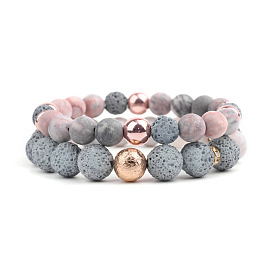 Bracelet de perles en pierre naturelle avec pierre de lave pour l'énergie du yoga des femmes